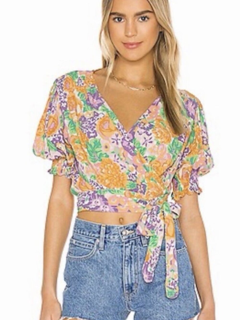 FAITHFULL THE BRAND Ade Floral La Colle Top In Orange Size XS NWT